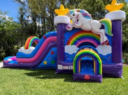 Unicorn Bounce House Combo Dual Lane Slide